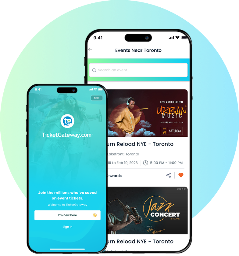 TicketGateway app — sign in and browse events near you