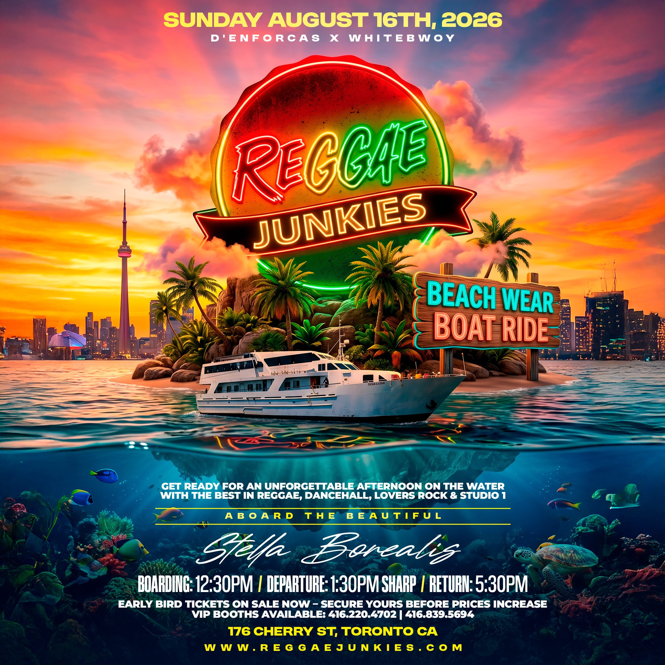 REGGAE JUNKIES BEACH WEAR BOAT RIDE - SUNDAY AUGUST 16TH 2026 